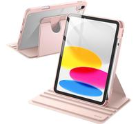 Rotating Case for iPad (A16) 11th/10th Generation (2025/2022) with Pencil Holder,360 Degree Rotating Stand Protective Case Cover,Transparent Back (Sand Pink)