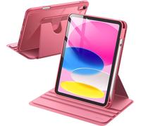 Rotating Case for iPad (A16) 11th/10th Generation (2025/2022) with Pencil Holder,360 Degree Rotating Stand Protective Case Cover,Transparent Back (Pink)