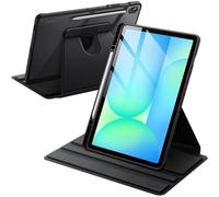Rotating Case for Samsung Galaxy Tab S10 FE Plus/S10 FE+ 13.1 Inch with S Pen Holder, 360 Degree Rotation Protective Stand Case Cover Transparent Back (Black)