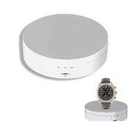 Rotating Display Stand, 3 Speed Adjustable Motorized Display Turntable Stand for Photography Products Shows, Jewelry, Watch([White 138MM Mirror Model English Version])