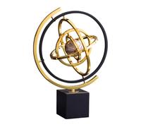 Rotating Globe Metal Ornament, Modern Abstract Tabletop Art Decor for Home, Living Room, Bedroom, Study, Office Desk, TV Cabinet, Contemporary Accent Piece