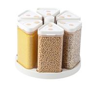 Rotating Grain Dispenser -6 Grid Rotating Cereal Storage | Large Capacity Cereals Holder, Spining Food Storage for Flour Oatmeal Snack Kitchen Pantry Countertop Bakery Restaurant Catering Home Grain