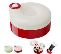 Rotating Magnetic Sewing Kit, 21 PCS Sewing Kit Basic Mini with Rotating Magnetic Design, DIY Sewing Supplies Organizer Box with Multi-Layer Design, Organized Compartments (Red)