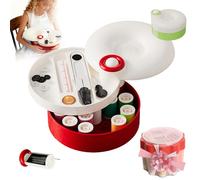 Rotating Magnetic Sewing Kit,Sewing Kit Basic, Rotating Magnetic Design, Mini with Rotating Magnetic Design, Sewing Supplies Organizer Box with Multi-layer Design (red, kit, 1)