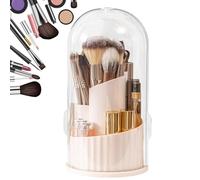 Rotating Makeup Brush Holder - 360 Degree Lipstick Storage Box, Dustproof Cosmetic Brush Organizer with Lid, Waterproof Pet Vanity Container for Bathroom Desk Travel | 9.25 x 4.72 in