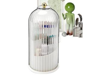 Rotating Makeup Brush Organizer Bird Cage Design Cosmetic Storage Case
