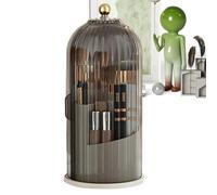 Rotating Makeup Organizer - Makeup Brush Holder for Vanity, Cosmetics Organizer with Dustproof Cover | 360 Degree Rotatable Lipstick Organizer for Bathroom, Bedroom