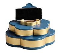 Rotating Snack Box Container - White, Double-Layer Aesthetic Storage, Reusable Snack Containers With Lids, 8 Compartments Total, 360 Degree Swivel Base, Stackable Design | Home, Restaurant, Office, Pi