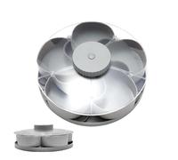 Rotating Snack Tray - Divided Rotatable Tray 9.7x3.5in | Vegetable Fruit Plate with Lid for Nuts Dips Appetizers | Compartment Serving Dish - Kitchen Travel Picnics Garden BBQ