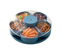 Rotating Snack Tray - Divided Rotatable Tray 9.7x3.5in | Vegetable Fruit Plate with Lid for Nuts Dips Appetizers | Compartment Serving Dish - Kitchen Travel Picnics Garden BBQ
