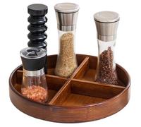 Rotating Storage Tray, 12-Inch Condiment Bottle Rack, Versatile Countertop & Cabinet Organizer, Makeup Holder Shelf, Space-Saving Solution for Kitchen and Vanity, 30cm, Wood