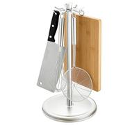 Rotating Utensil Holder, 8 Hook Organizer, 360 Degree Counter Rack with Compact Build, Kitchen Tool for Spatula, Spoon Stand with Modern Style, Storage Accessory for Restaurant Farmhouse Cabinet