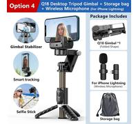 Rotation à 360 degrés suivant le Mode de prise de vue stabilisateur de cardan perche à Selfie trépied cardan pour téléphone iPhone Smartphone photographie en direct-Ajouter un sac - micro iPhone