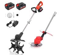 Rotavateur De Jardin électrique 21 V, Double Tambour sans Fil 300 TR/Min, Motoculteur à 4 Lames Et Tondeuse à Gazon De 8", Profondeur De Travail De 22 Cm, Largeur De Travai 168TV Battery Dual Battery