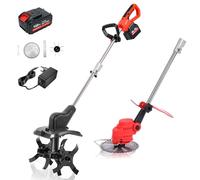 Rotavateur De Jardin électrique 21 V, Double Tambour sans Fil 300 TR/Min, Motoculteur à 4 Lames Et Tondeuse à Gazon De 8", Profondeur De Travail De 22 Cm, Largeur De Trav 168TV Battery Single Battery