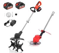 Rotavateur De Jardin électrique 21 V, Double Tambour sans Fil 300 TR/Min, Motoculteur à 4 Lames Et Tondeuse à Gazon De 8", Profondeur De Travail De 22 Cm, Largeur De Travai 198TV Battery Dual Battery