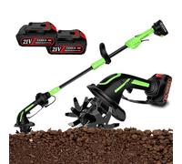 Rotavateur de Jardin électrique Polyvalent pour ameublir Le Sol et Le désherbage Cultivateur sans Fil avec 2 Batteries et Perche Longue Profondeur de labourage de 10 cm et Largeur de Travail de 10 cm