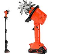 Rotavateur de jardin électrique sans fil 21V avec poteau long et 2 batteries, mini-remorqueur léger pour une culture sans effort, 10cm de longueur de labour, idéal pour le jardinage, pelouses et serre