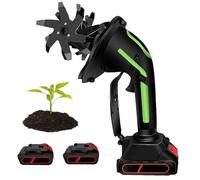 Rotavateur de jardin électrique sans fil avec long poteau et tige d'extension, profondeur de labour de 10 cm et largeur de travail de 10 cm pour ferme, cour et pelouse