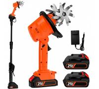 Rotavateur de jardin électrique sans fil avec tige d'extension 4 rangées de dents de 10,2 cm, profondeur de labourage, double batterie, outil de culture du sol de jardin