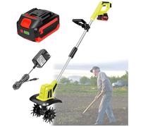 Rotavateur électrique de jardin, cultivateur de sol sans fil 20 V avec batterie au lithium 4 Ah et chargeur rapide pour pelouse et jardinage