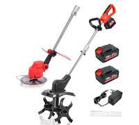 Rotavator de Jardin électrique 21V avec Affichage LED, cultivateur à Batterie sans Fil à Double Tambour et 4 Lames & Tondeuse 8", Largeur de Travail de 30 cm, cultivateur Single Battery 198TV Battery