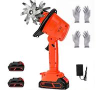 Rotavator de Jardin Électrique 550W, Mini Tilleuse sans Fil avec 1/2 Batteries & Manche Long, 2 Paires de Gants, Profondeur de Labour 10 Cm Et Largeur de Travail 10 Cm, Cultivateur Élec Two Batteries
