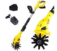 Rotavator électrique sans fil 20 V avec batterie au lithium rechargeable et chargeur, cultivateur de sol portable pour jardins et parcelles de légumes