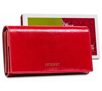 Rote Lederhandtasche für Damen mit Klappe - Peterson