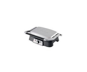 Rotel 1134150 Gril à double plaque, Appareil de cuisson grill pour viande et panini, Appareil à Croque-Monsieur, Noir, Argenté, Métal, Plastique, 30,5 x 25,5 x 11 cm