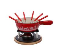 Service à fondue au fromage 6 personnes Rotel Swiss Tradition ref 1510150 Rouge,Bois