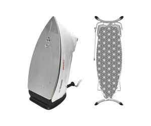 Rotel Fer à repasser professionnel extra en acier inoxydable avec semelle en acier inoxydable de qualité supérieure et housse pour planche à repasser avec cercles élégants 800 W