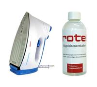 Rotel Professional Fer à repasser à vapeur extra original bleu avec semelle en céramique / 800 W / réservoir isolé 300 ml avec détartrant rotel 500 ml