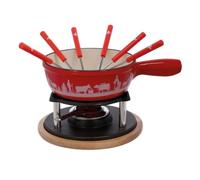 Rotel 1510150 Service à fondue au fromage, fondue traditionnelle Suisse, 2L, 6 personnes, set à fondue, Fonte d'aluminium, Bois, Plastique, Emaille, 21 x 31 x 17,2 cm, diamètre 21 cm