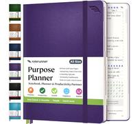 Roterunner Carnet de notes A5 14,7 x 21,1 cm non daté 2025 pour adultes, outil de fixation d'objectifs de productivité quotidien, hebdomadaire et mensuel pour le travail et la maison, couverture