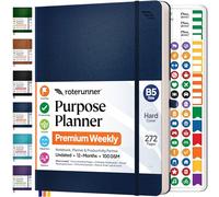 Roterunner Carnet de notes B5 19,1 x 24,9 cm, 12 mois non daté 2026 quotidien, hebdomadaire et mensuel, outil de fixation d'objectifs de productivité pour le travail, la maison, le TDAH pour adultes