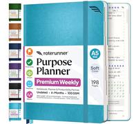 Roterunner Purpose Planner - Carnet de notes A5 14,7 x 21,1 cm non daté 2025 pour adultes, outil de fixation d'objectifs de productivité quotidien, hebdomadaire et mensuel pour le travail et la