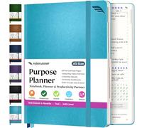 Roterunner Purpose Planner - Carnet de notes A5 14,7 x 21,1 cm non daté 2025 pour adultes, outil de fixation d'objectifs de productivité quotidien, hebdomadaire et mensuel pour le travail et la