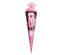 ROTH Barbie Cornet surprise grand format 85 cm - 6 côtés, fermeture en tulle, dentelle rouge (H) - Sac à sucre Barbie pour la rentrée scolaire