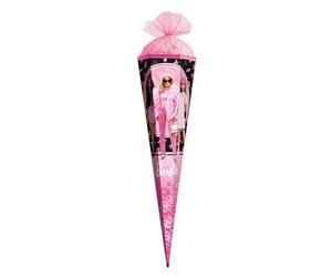 ROTH Barbie Cornet surprise grand format 85 cm - 6 côtés, fermeture en tulle, dentelle rouge (H) - Sac à sucre Barbie pour la rentrée scolaire