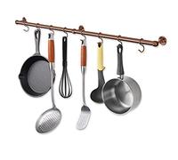 ROTHLEY Support mural en acier inoxydable pour casseroles et poêles avec crochets en S réglables, cuivre antique de 100 cm