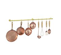ROTHLEY Support mural en acier inoxydable pour casseroles et poêles de cuisine avec crochets 100 cm (laiton)