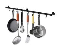 ROTHLEY Support mural pour casseroles et poêles en acier inoxydable de 100 cm - Avec crochets (noir mat)