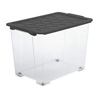 Rotho 1008208853 Evo Safe Keeping Boîte de Rangement Couvercle et Roues, Plastique de qualité Alimentaire (PP) sans BPA, Anthracite, 65l