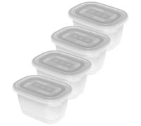 Rotho 1026300096 Boîte Hermétique Alimentaire Ovale Jarre/Bocal 0,75 L Transparent, Blanc 4 Pièces Transparent