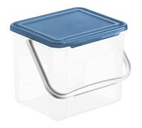 Rotho 1770206161 Basic Boîte de Stockage 5l avec Couvercle et poignée, Plastique (PP) sans BPA, Transparent/Bleu, 3kg/5l, (21 x 20 x 18 cm)
