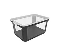Rotho Albris Boîte de rangement 45 l avec couvercle, en plastique (PP recyclé), transparent/noir, 45 l (57,0 x 39,2 x 27,0 cm)