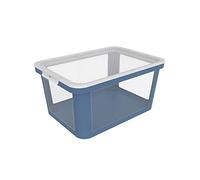 Rotho Albris Boîte de rangement 45l avec couvercle, Plastique (PP recy leu/transparent, 45l (57.0 x 39.2 x 27.0 cm)