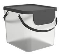 Rotho Albula Boîte de rangement 40l avec couvercle, Plastique (PP recyclé), transparent/anthracite, 40l (39.8 x 35.8 x 33.9 cm)