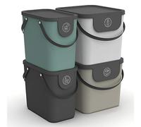 Rotho Albula Ensemble de 4 systèmes de tri des déchets 2x25l + 2x40l pour la cuisine, Plastique (PP) sans BPA, multicolore, 2x25l + 2x40l (43.5 x 36.5 x 47.6 cm)